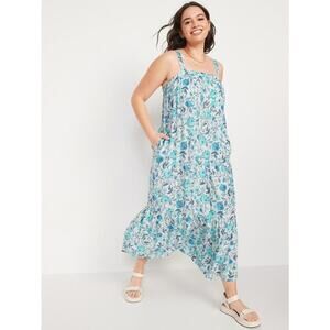 NWT Old Navy Women's Sleeveless Tie-Back Floral Cutout Maxi Swing Dress White M